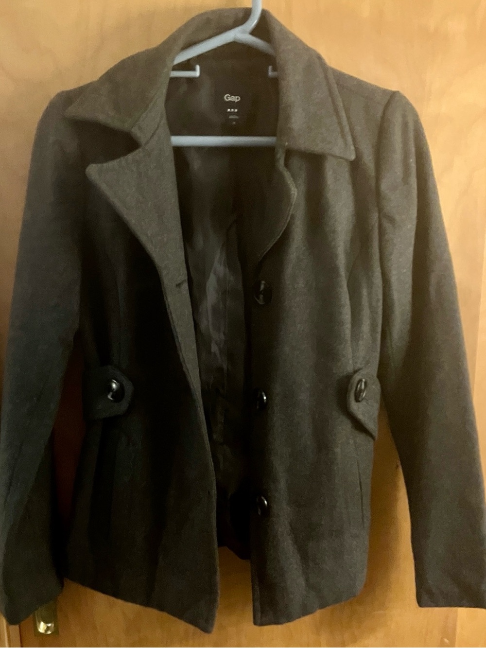 GAP Women's Charcoal Gray Wool-Blend Pea Coat